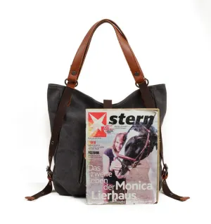 Convertible Canvas Backpack with Leather Accents