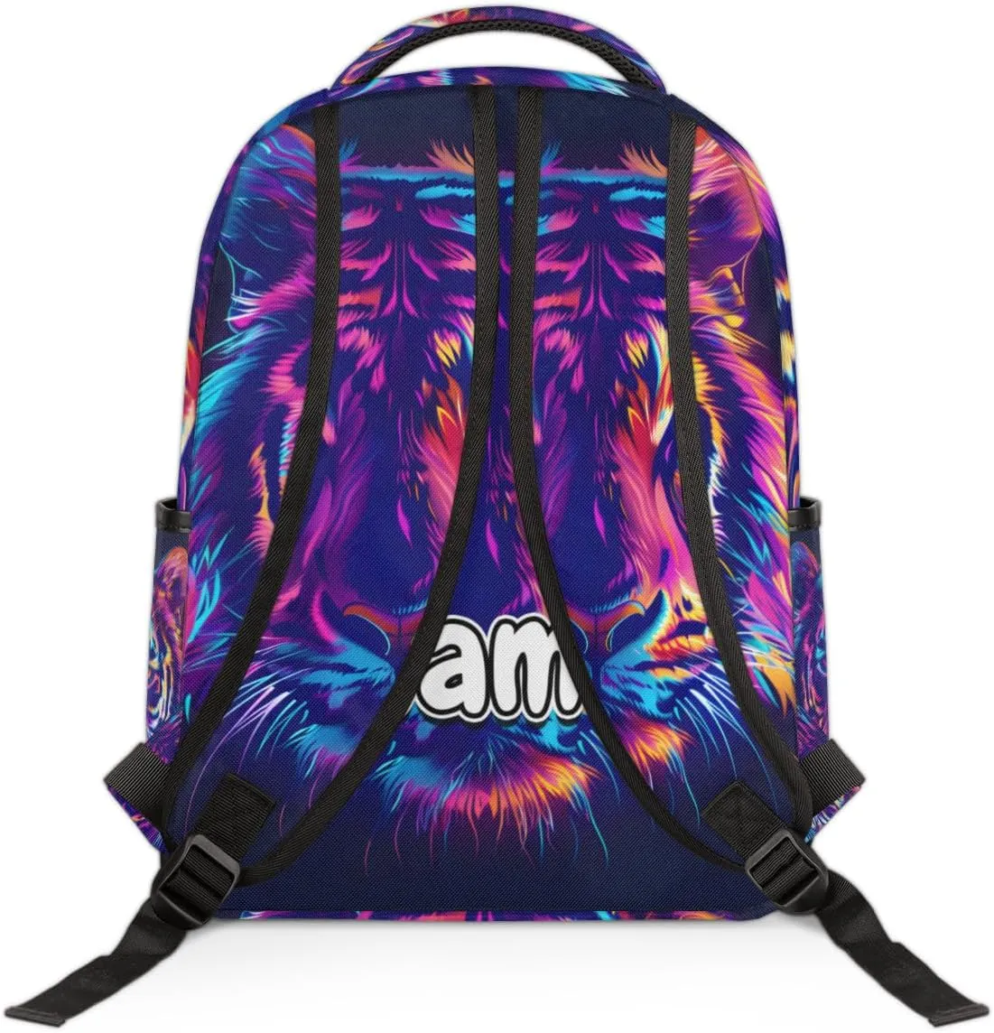 Cool Tiger Personalized Laptop Backpack with Name Custom Shoulder Bags for Women Men Waterproof Travel Casual Daypack Laptop Bag Gifts 16.1in