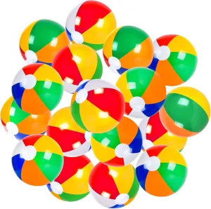 Coopay 30 Pack Inflatable Beach Balls Classic Rainbow Swimming Pool Ball Birthday Beach Party Decoration Summer Water Games Gifts 8 to 12 Inches from Inflated to Deflated