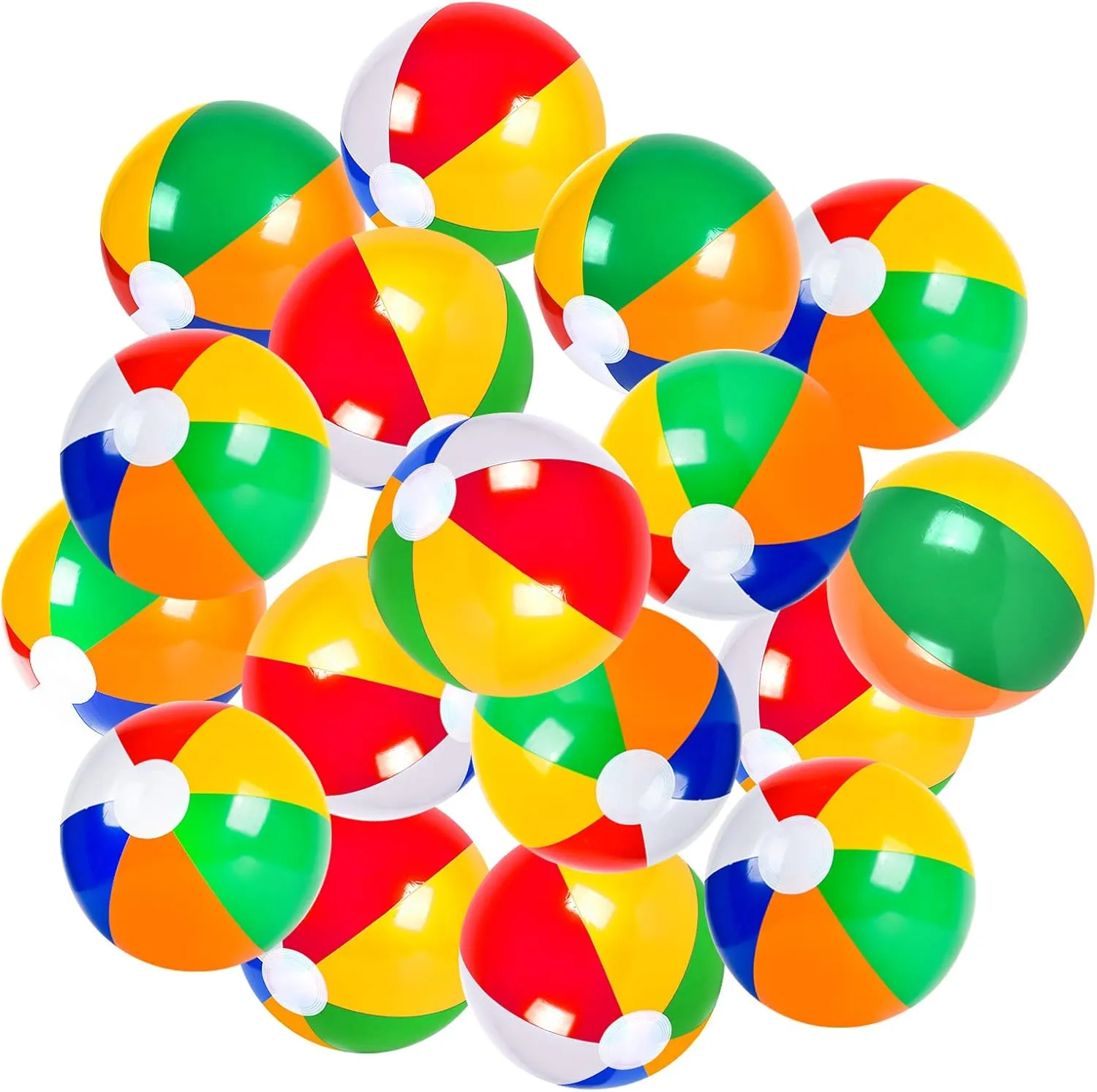Coopay 30 Pack Inflatable Beach Balls Classic Rainbow Swimming Pool Ball Birthday Beach Party Decoration Summer Water Games Gifts 8 to 12 Inches from Inflated to Deflated