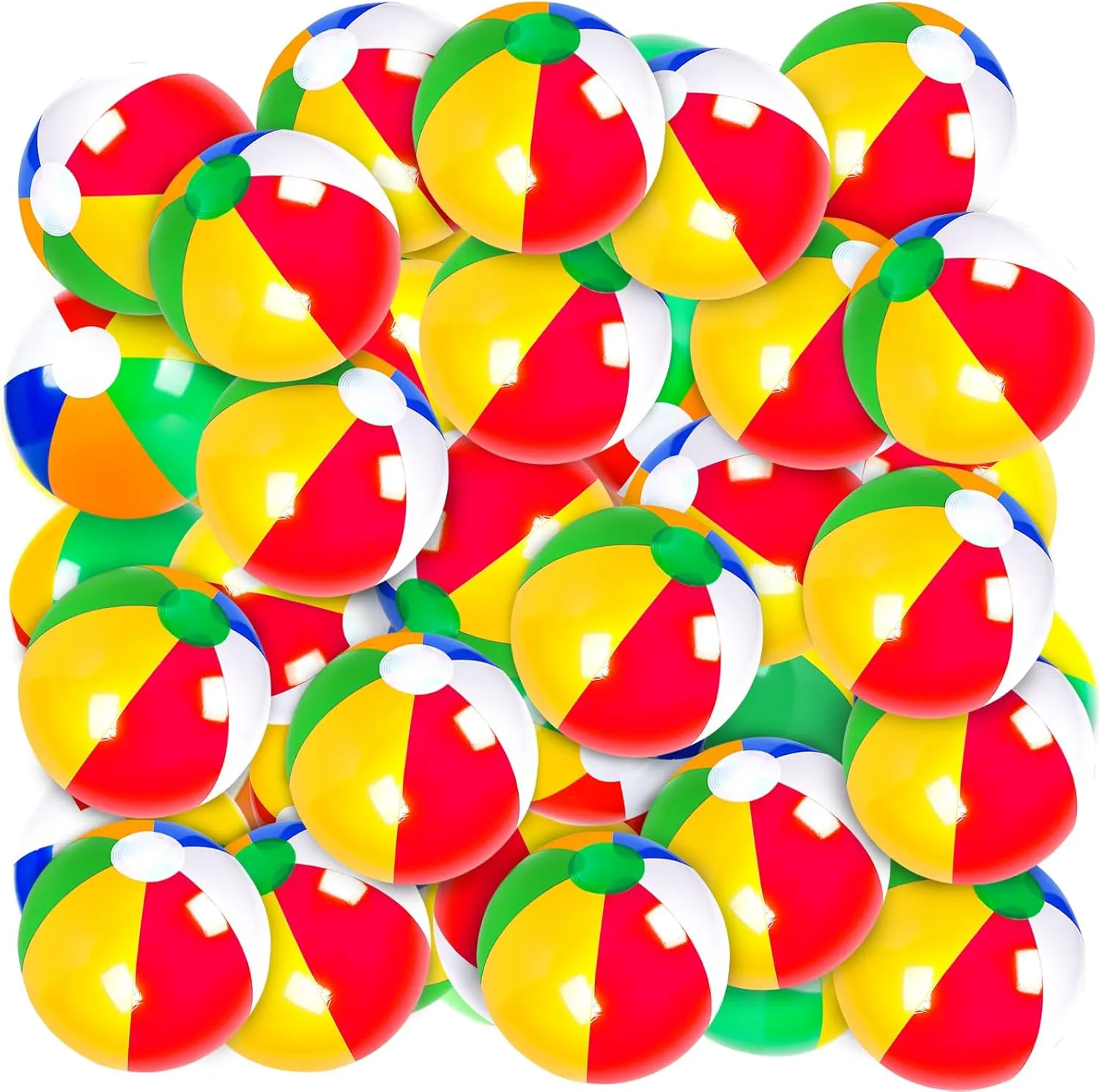 Coopay 30/40/50/60 Pack 16" Large Inflatable Colorful Beach Balls Classic Rainbow Swimming Pool Ball Birthday Beach Party Decoration Summer Water Games Gifts 16 to 12 Inches from Deflated to Inflated