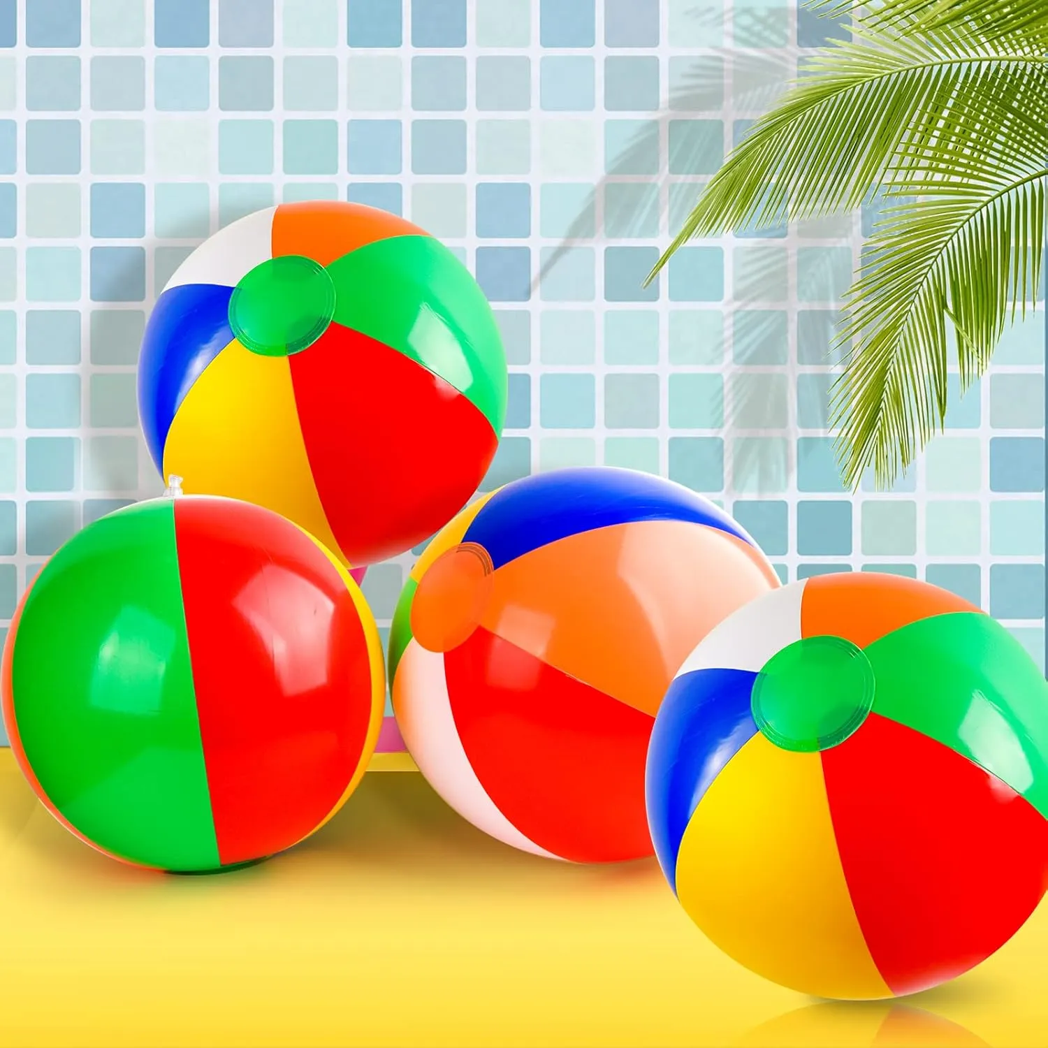 Coopay 30/40/50/60 Pack 16" Large Inflatable Colorful Beach Balls Classic Rainbow Swimming Pool Ball Birthday Beach Party Decoration Summer Water Games Gifts 16 to 12 Inches from Deflated to Inflated