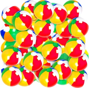 Coopay 30/40/50/60 Pack 16" Large Inflatable Colorful Beach Balls Classic Rainbow Swimming Pool Ball Birthday Beach Party Decoration Summer Water Games Gifts 16 to 12 Inches from Deflated to Inflated