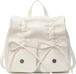 Coquette Aesthetic Backpack for Women Cute Bow Backpack PU Leather Travel Rucksack Fashion Bow Tie Shoulder Bag