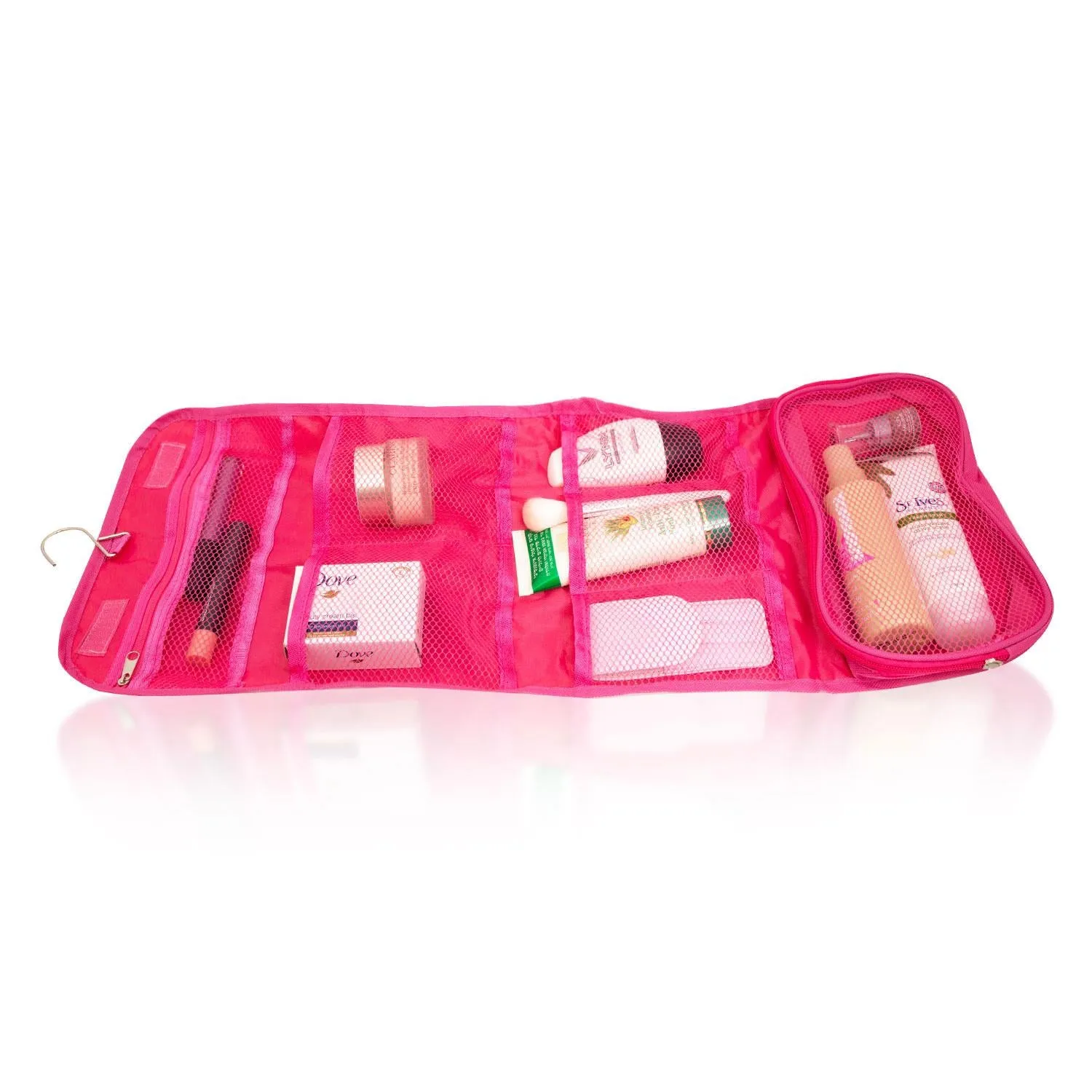 Cosmetic Make-up, Toiletry Organiser Bag, Waterproof & Foldable, Pink