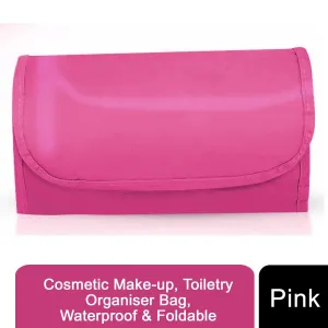 Cosmetic Make-up, Toiletry Organiser Bag, Waterproof & Foldable, Pink