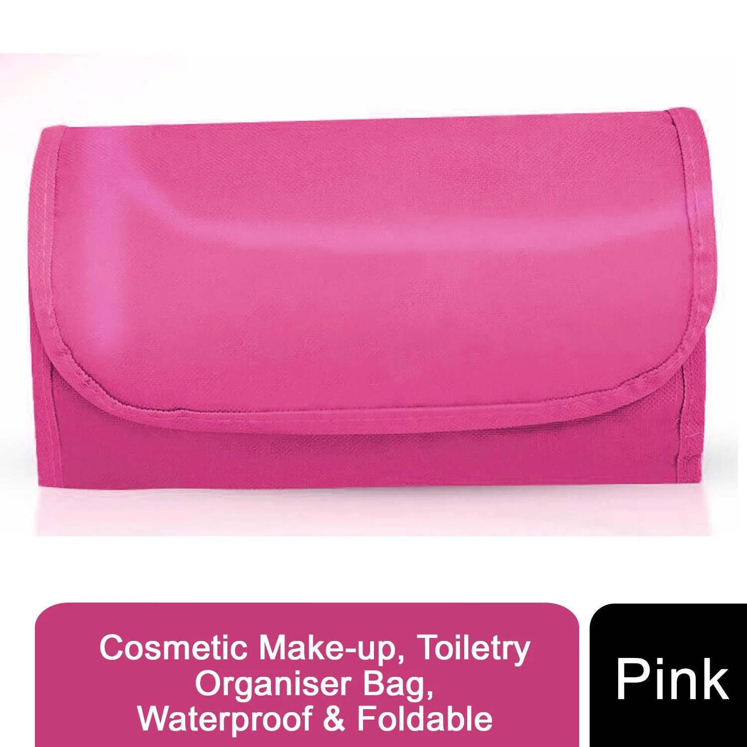 Cosmetic Make-up, Toiletry Organiser Bag, Waterproof & Foldable, Pink