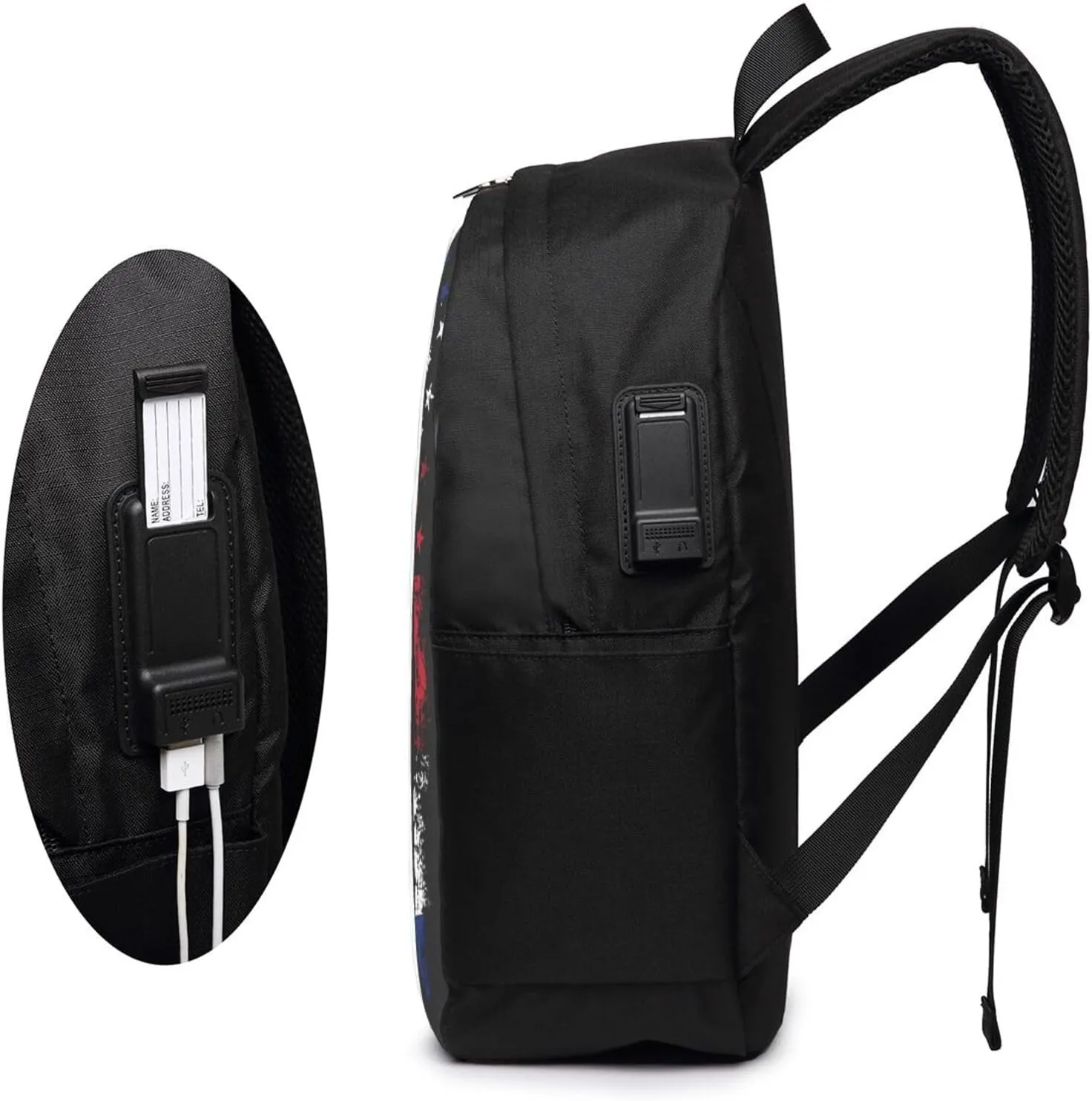Costa Rican American Flag Costa Rica Roots Travel Backpack 17-Inch Laptop Backpacks Business Rucksack Casual Sport Daypack with USB Charging Port Carry-on Bag for Camping Biking