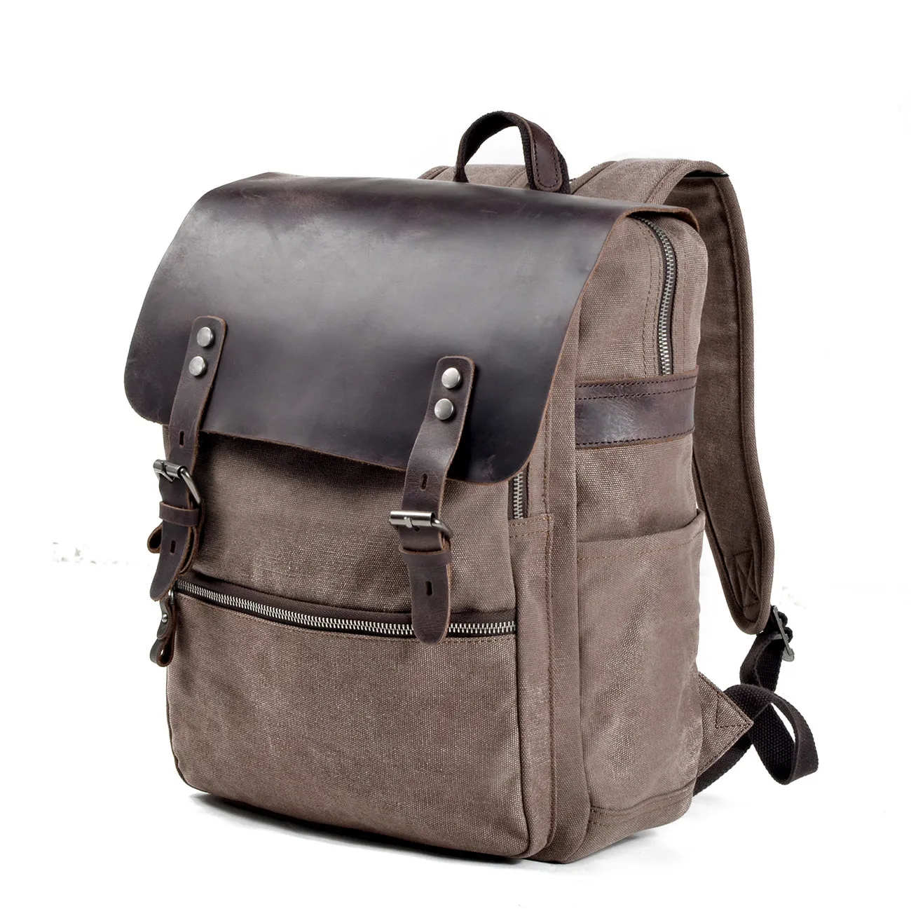 Cotton Canvas Backpack with Adjustable Straps and Multiple Pocket