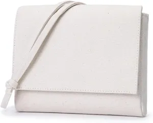 Cotton Canvas Magnetic Inhalation Crossbody Bag Small Square Packets Compact and Practical (Beige)