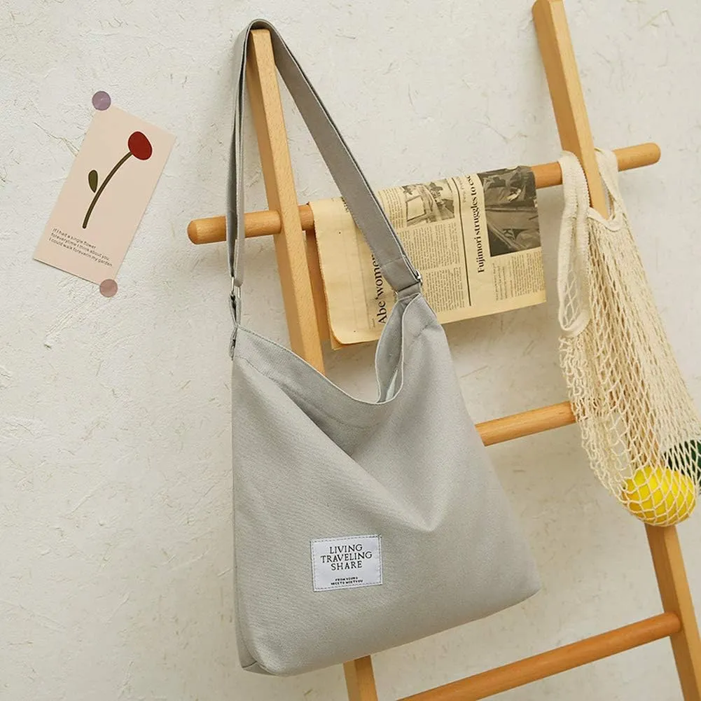 Covelin Women's Retro Large Size Canvas Shoulder Bag Hobo Crossbody Handbag Casual Tote