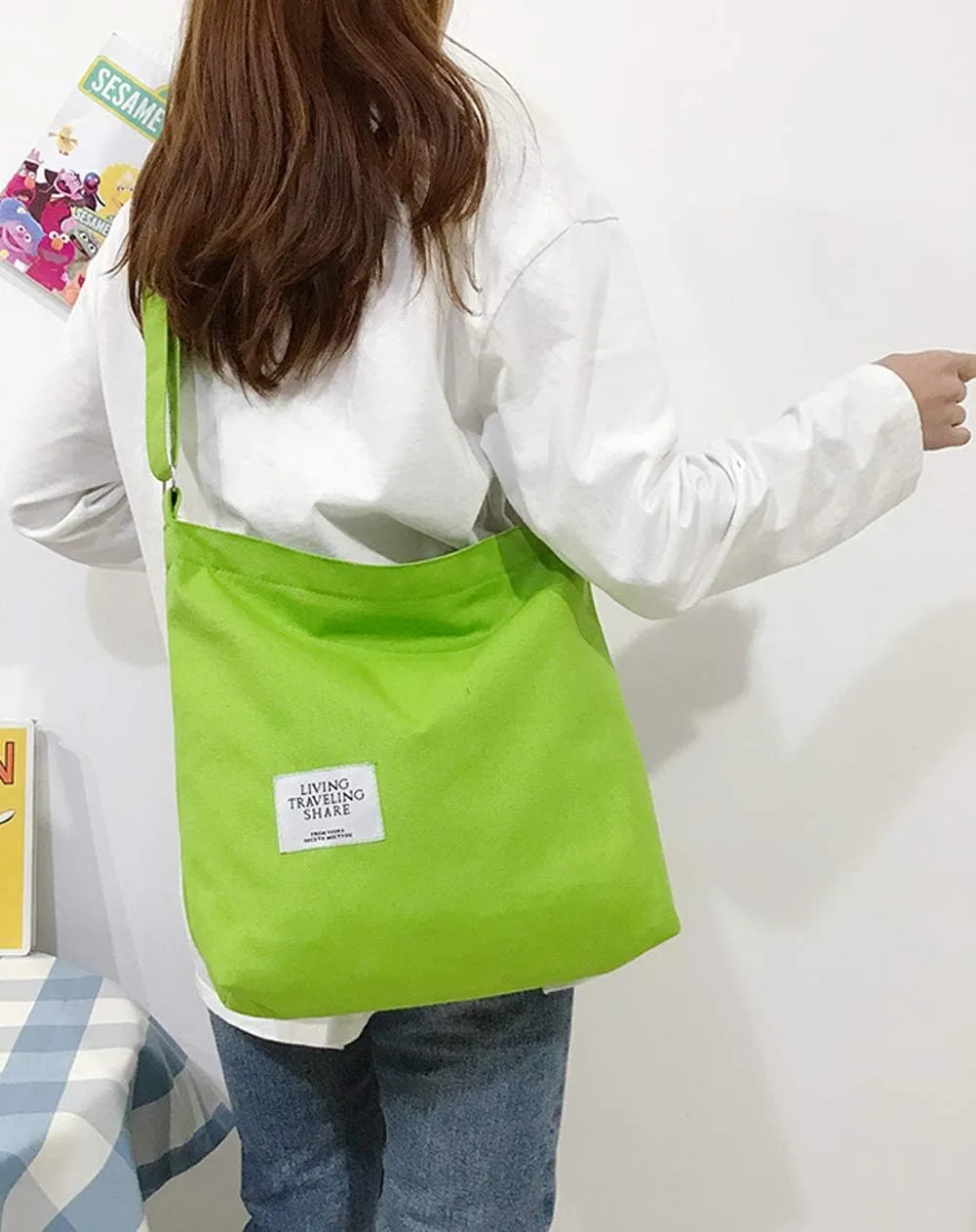 Covelin Women's Retro Large Size Canvas Shoulder Bag Hobo Crossbody Handbag Casual Tote
