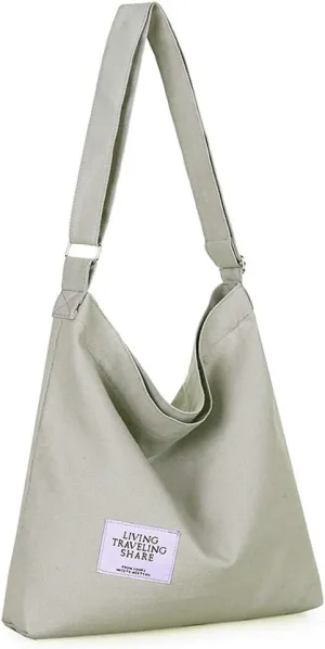 Covelin Women's Retro Large Size Canvas Shoulder Bag Hobo Crossbody Handbag Casual Tote
