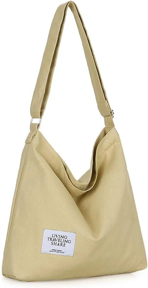 Covelin Women's Retro Large Size Canvas Shoulder Bag Hobo Crossbody Handbag Casual Tote
