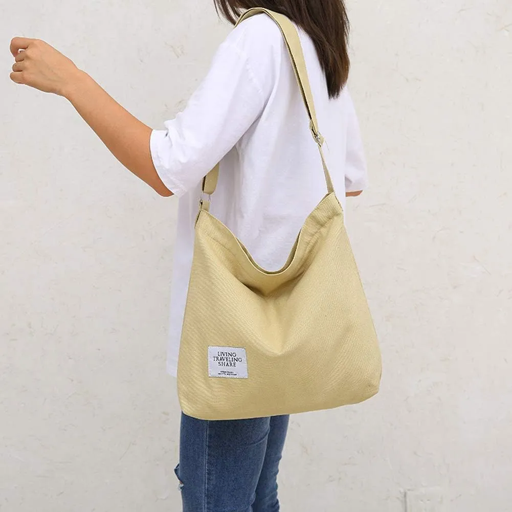 Covelin Women's Retro Large Size Canvas Shoulder Bag Hobo Crossbody Handbag Casual Tote
