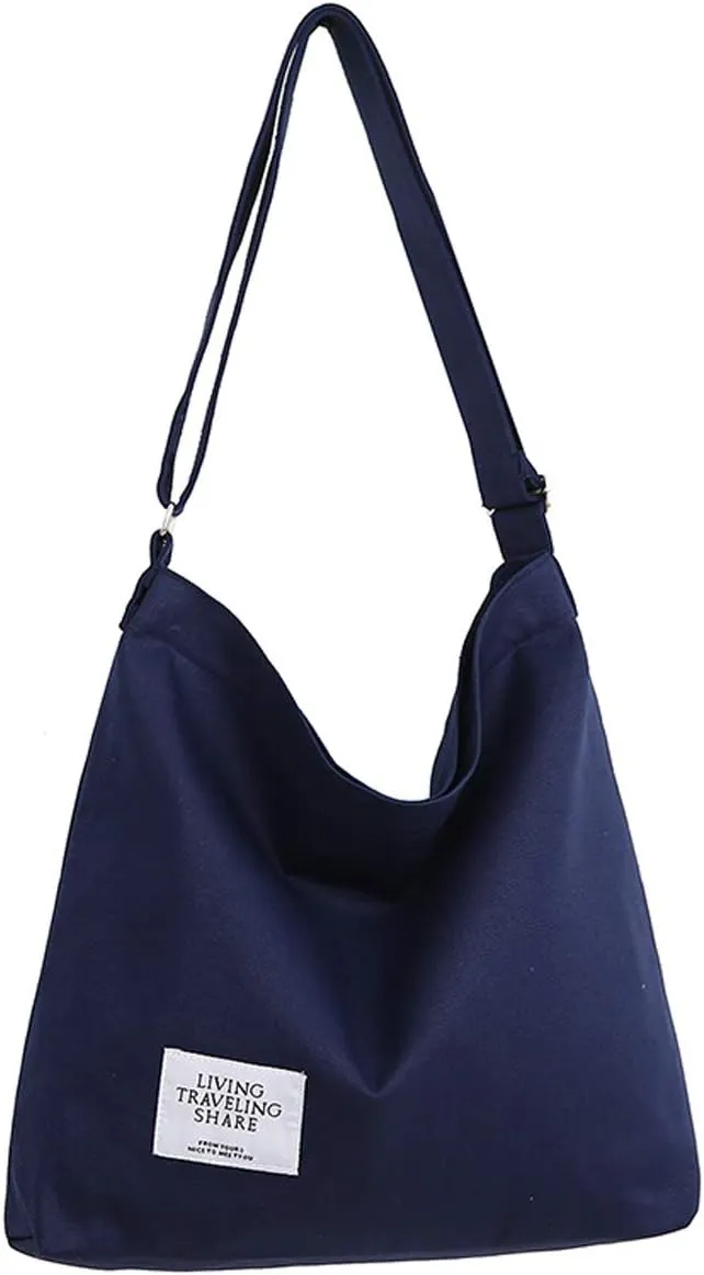 Covelin Women's Retro Large Size Canvas Shoulder Bag Hobo Crossbody Handbag Casual Tote