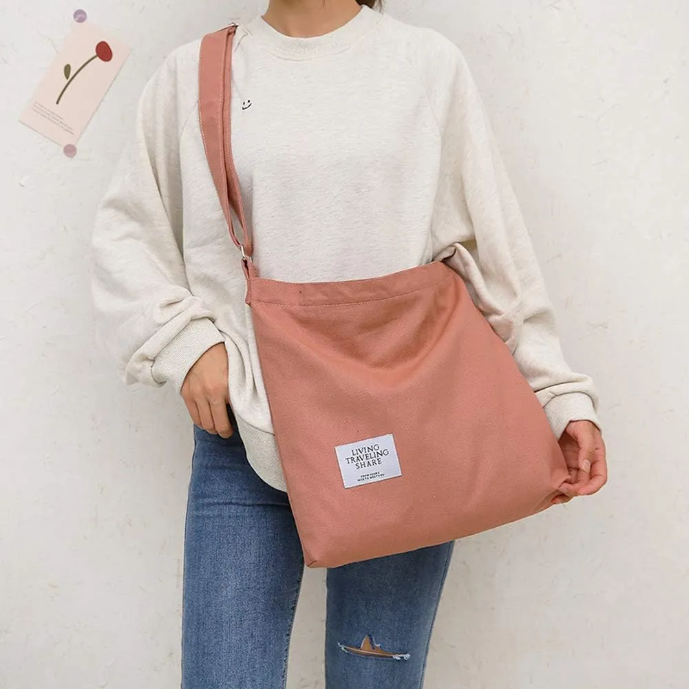 Covelin Women's Retro Large Size Canvas Shoulder Bag Hobo Crossbody Handbag Casual Tote