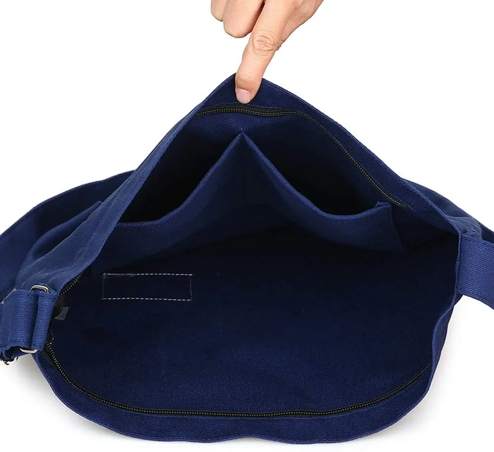 Covelin Women's Retro Large Size Canvas Shoulder Bag Hobo Crossbody Handbag Casual Tote