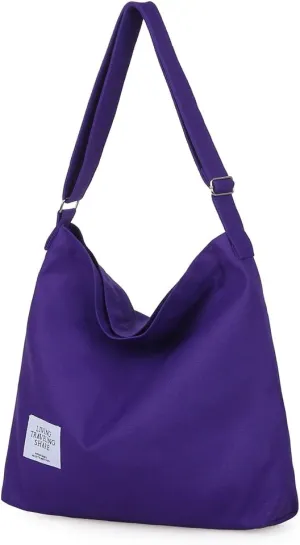 Covelin Women's Retro Large Size Canvas Shoulder Bag Hobo Crossbody Handbag Casual Tote