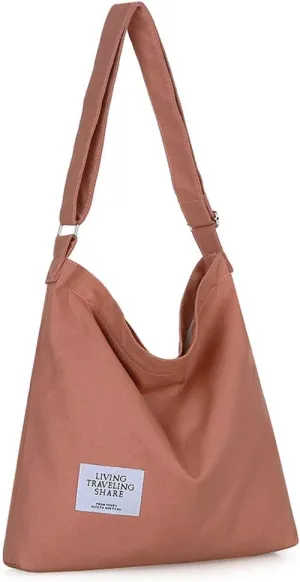 Covelin Women's Retro Large Size Canvas Shoulder Bag Hobo Crossbody Handbag Casual Tote