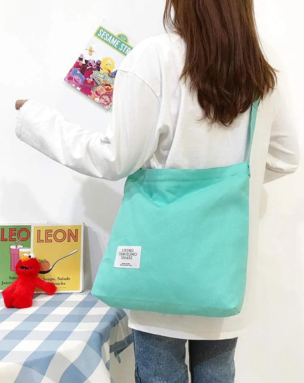 Covelin Women's Retro Large Size Canvas Shoulder Bag Hobo Crossbody Handbag Casual Tote