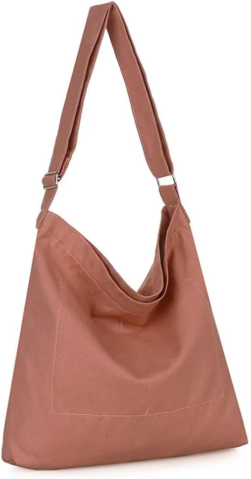 Covelin Women's Retro Large Size Canvas Shoulder Bag Hobo Crossbody Handbag Casual Tote