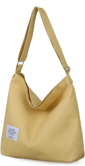 Covelin Women's Retro Large Size Canvas Shoulder Bag Hobo Crossbody Handbag Casual Tote