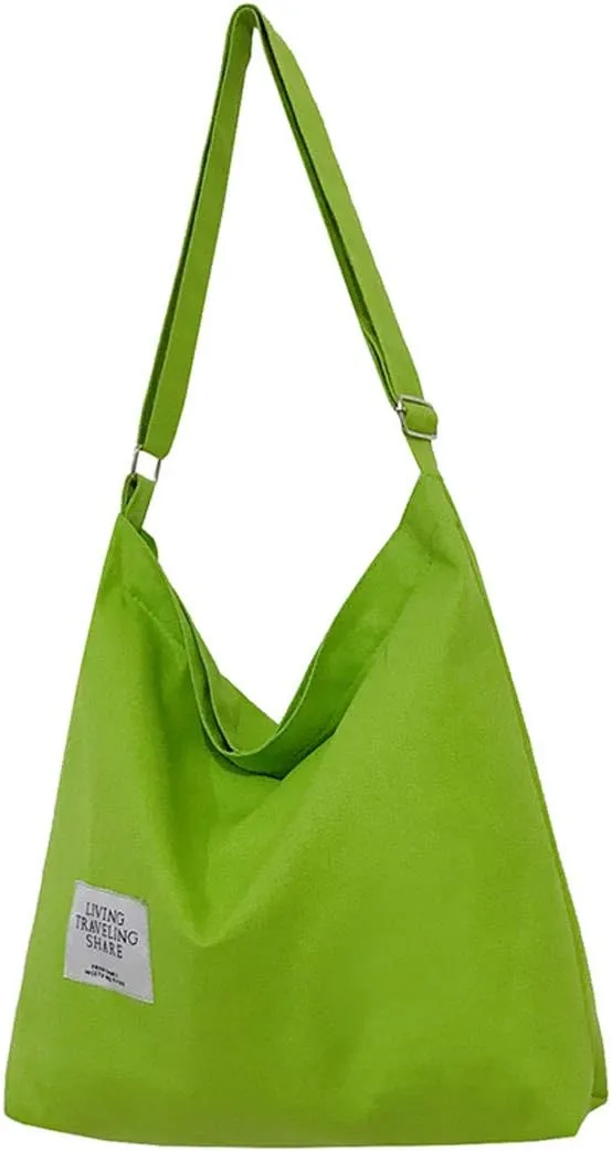 Covelin Women's Retro Large Size Canvas Shoulder Bag Hobo Crossbody Handbag Casual Tote