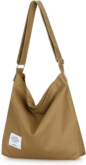 Covelin Women's Retro Large Size Canvas Shoulder Bag Hobo Crossbody Handbag Casual Tote