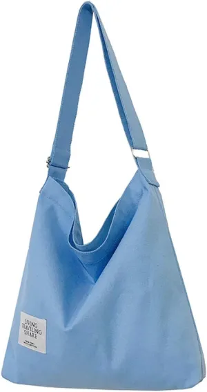 Covelin Women's Retro Large Size Canvas Shoulder Bag Hobo Crossbody Handbag Casual Tote