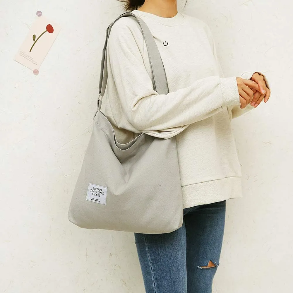 Covelin Women's Retro Large Size Canvas Shoulder Bag Hobo Crossbody Handbag Casual Tote