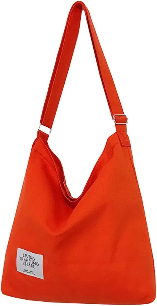 Covelin Women's Retro Large Size Canvas Shoulder Bag Hobo Crossbody Handbag Casual Tote