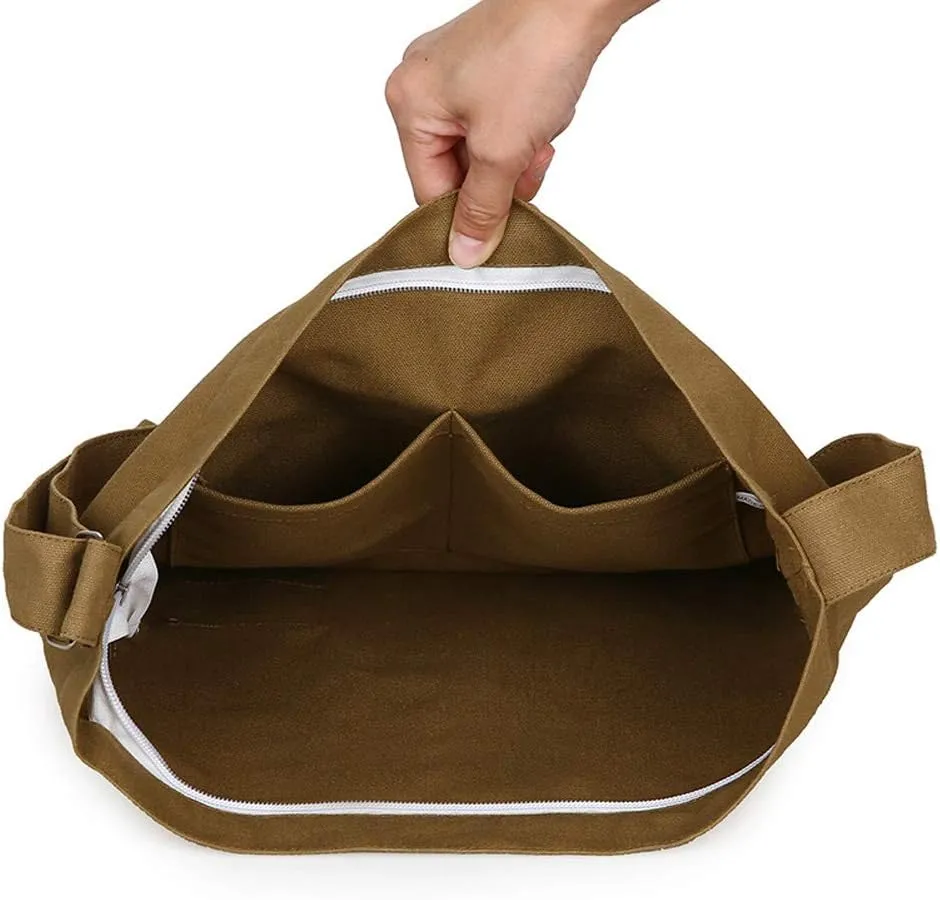 Covelin Women's Retro Large Size Canvas Shoulder Bag Hobo Crossbody Handbag Casual Tote