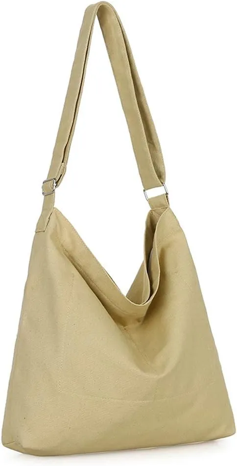 Covelin Women's Retro Large Size Canvas Shoulder Bag Hobo Crossbody Handbag Casual Tote