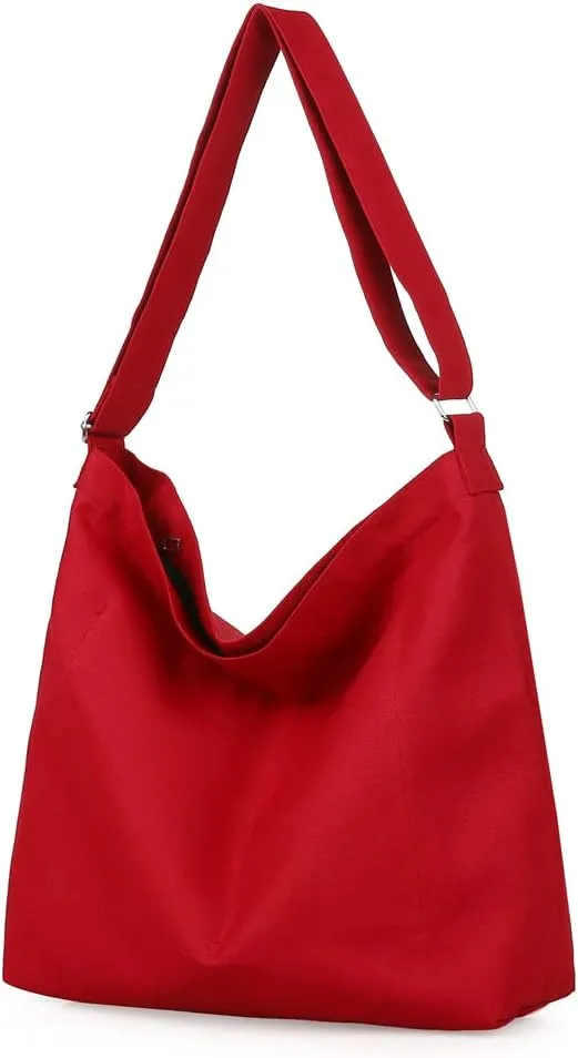 Covelin Women's Retro Large Size Canvas Shoulder Bag Hobo Crossbody Handbag Casual Tote