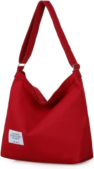 Covelin Women's Retro Large Size Canvas Shoulder Bag Hobo Crossbody Handbag Casual Tote
