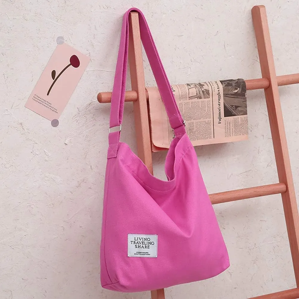 Covelin Women's Retro Large Size Canvas Shoulder Bag Hobo Crossbody Handbag Casual Tote