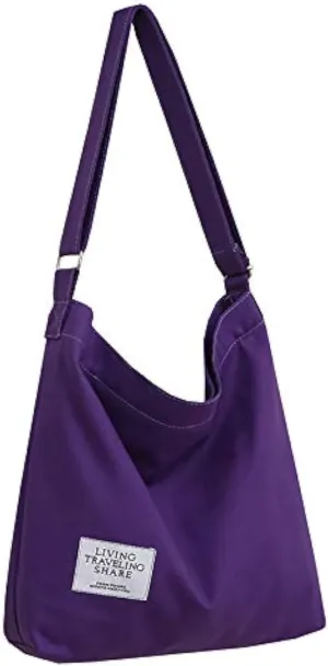 Covelin Women's Retro Large Size Canvas Shoulder Bag Hobo Crossbody Handbag Casual Tote