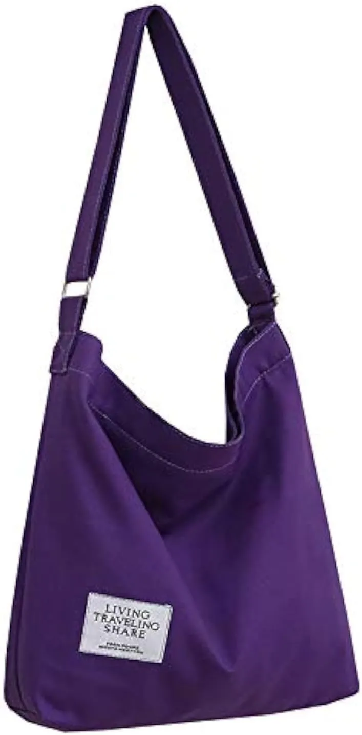 Covelin Women's Retro Large Size Canvas Shoulder Bag Hobo Crossbody Handbag Casual Tote