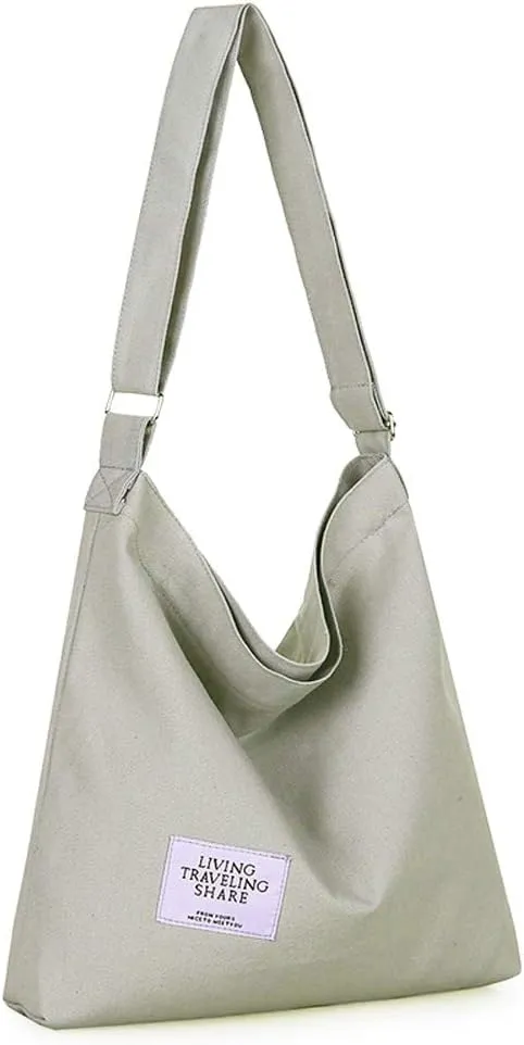 Covelin Women's Retro Large Size Canvas Shoulder Bag Hobo Crossbody Handbag Casual Tote