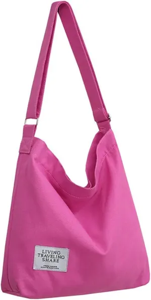 Covelin Women's Retro Large Size Canvas Shoulder Bag Hobo Crossbody Handbag Casual Tote
