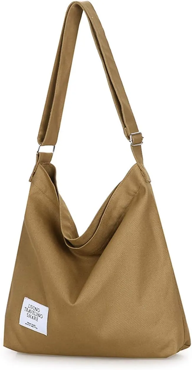 Covelin Women's Retro Large Size Canvas Shoulder Bag Hobo Crossbody Handbag Casual Tote