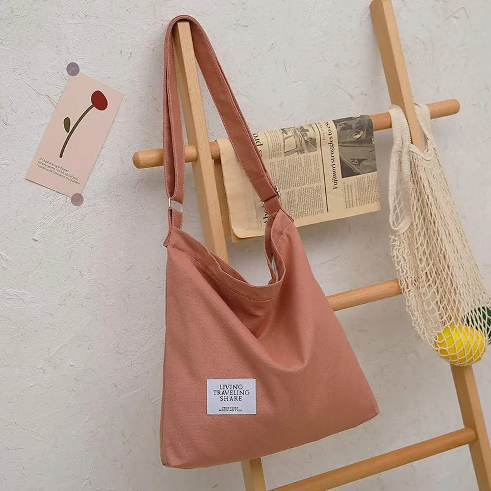 Covelin Women's Retro Large Size Canvas Shoulder Bag Hobo Crossbody Handbag Casual Tote