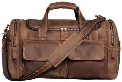Cowhide Hand Travel Bag Abrasive Leather Men's Fitness Duffel Bag Leather Crossbody Shoulder Bag(3)