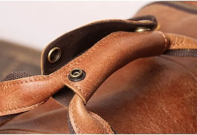 Cowhide Hand Travel Bag Abrasive Leather Men's Fitness Duffel Bag Leather Crossbody Shoulder Bag(3)