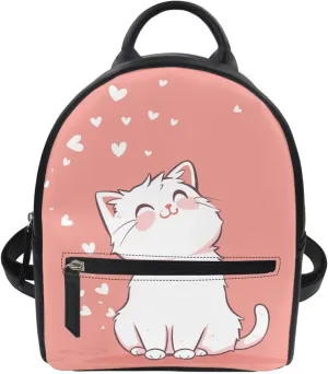 Cozeyat Cute Cat Mini Backpack Purse for Women Girls Cute Small Backpack Purse Casual Lightweight Daypack Fashion Bookbags Travel Bag Ladies Zipper Shoulder Bags