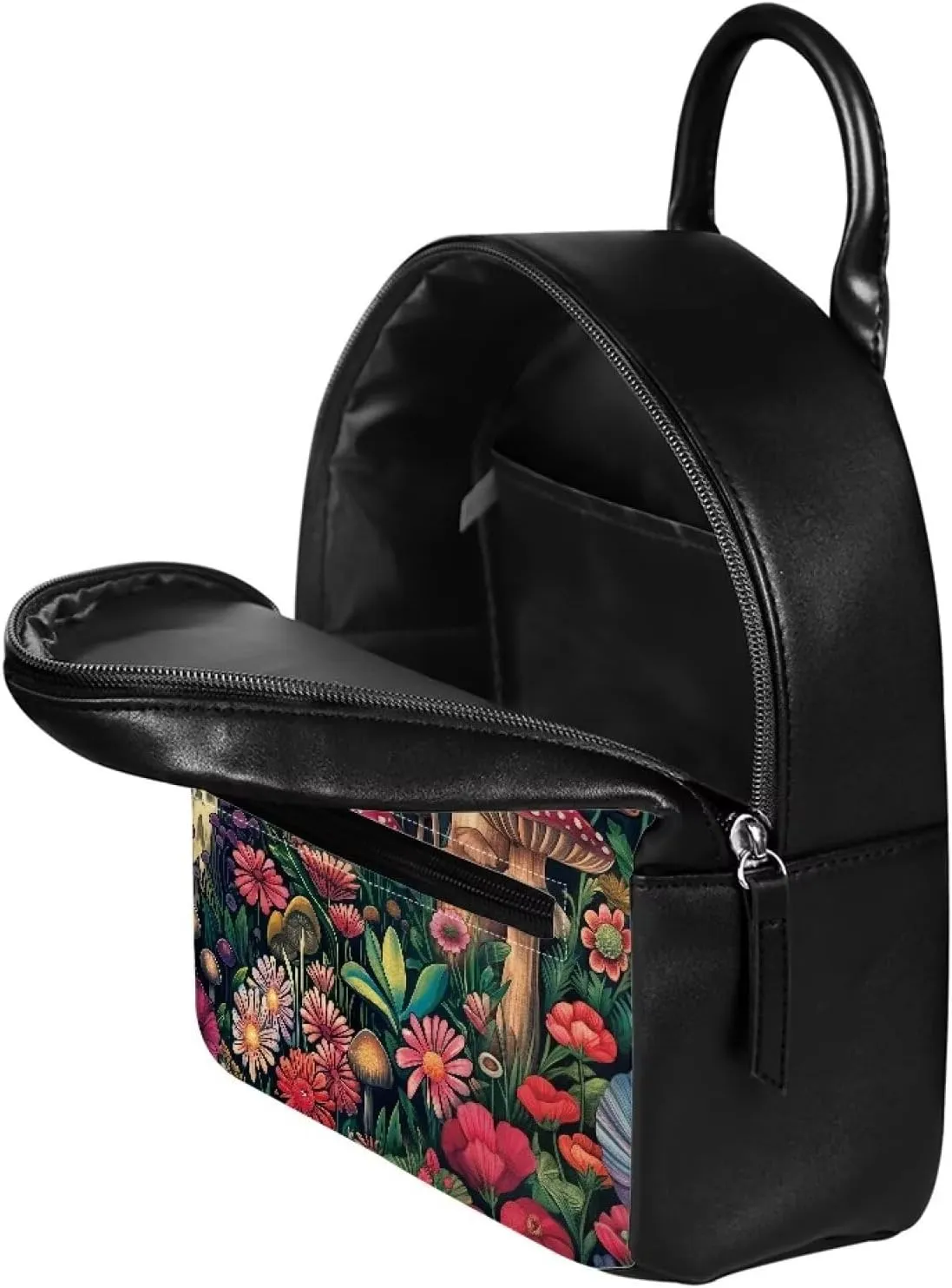 Cozeyat Moon Mushroom Mini Backpack for Women Leather Waterproof Stylish Daypack Purse Shoulder Bag Lightweight Small Casual Daily Travel Backpack Lady Girls Gifts for Work School