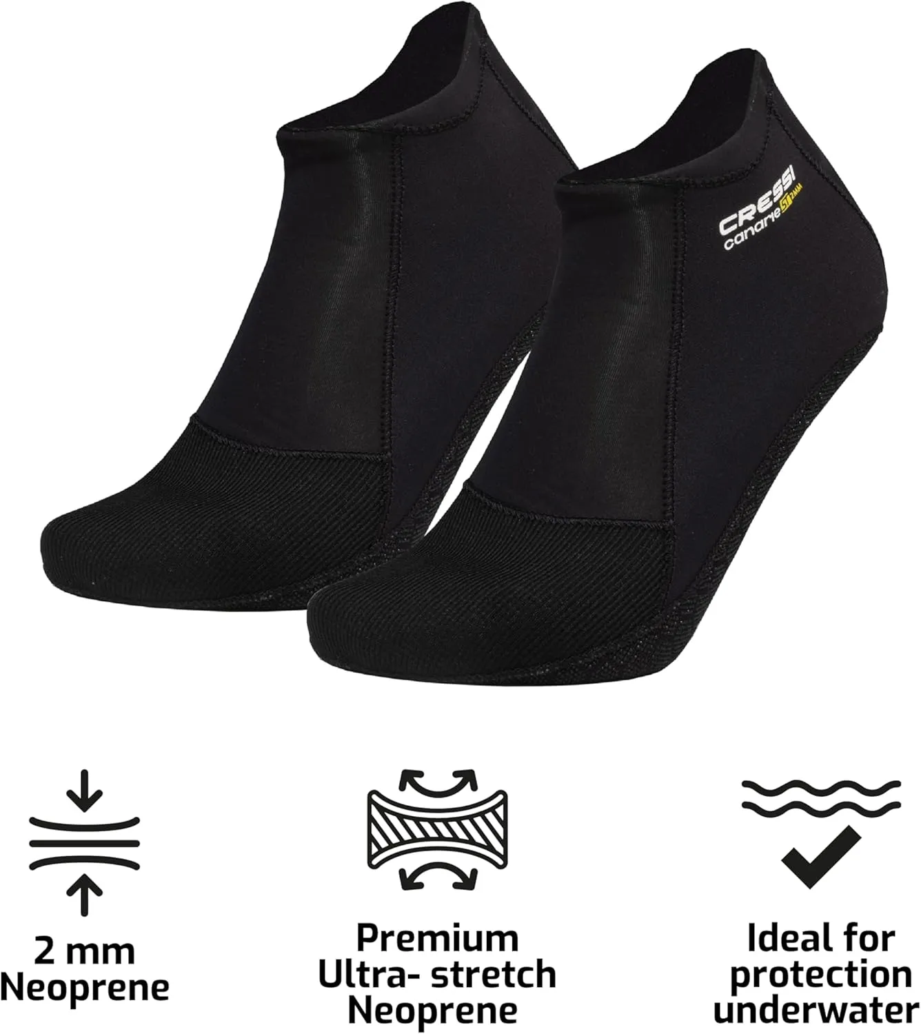 CRESSI Adult Anatomically Shaped Neoprene Thermal Socks, Anti-Slip Sole, For Water Activities - Canarie ST: Designed in Italy