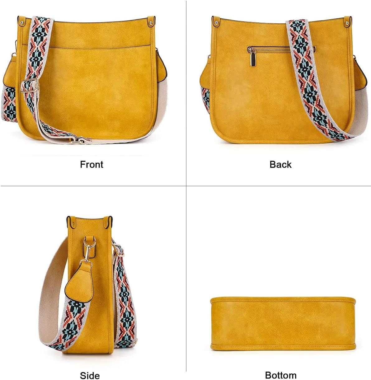 Crossbody Bag Women Vegan Leather Hobo Handbag Trendy Crossbody Shoulder Bag Purses For Women with 2 Adjustable Strap