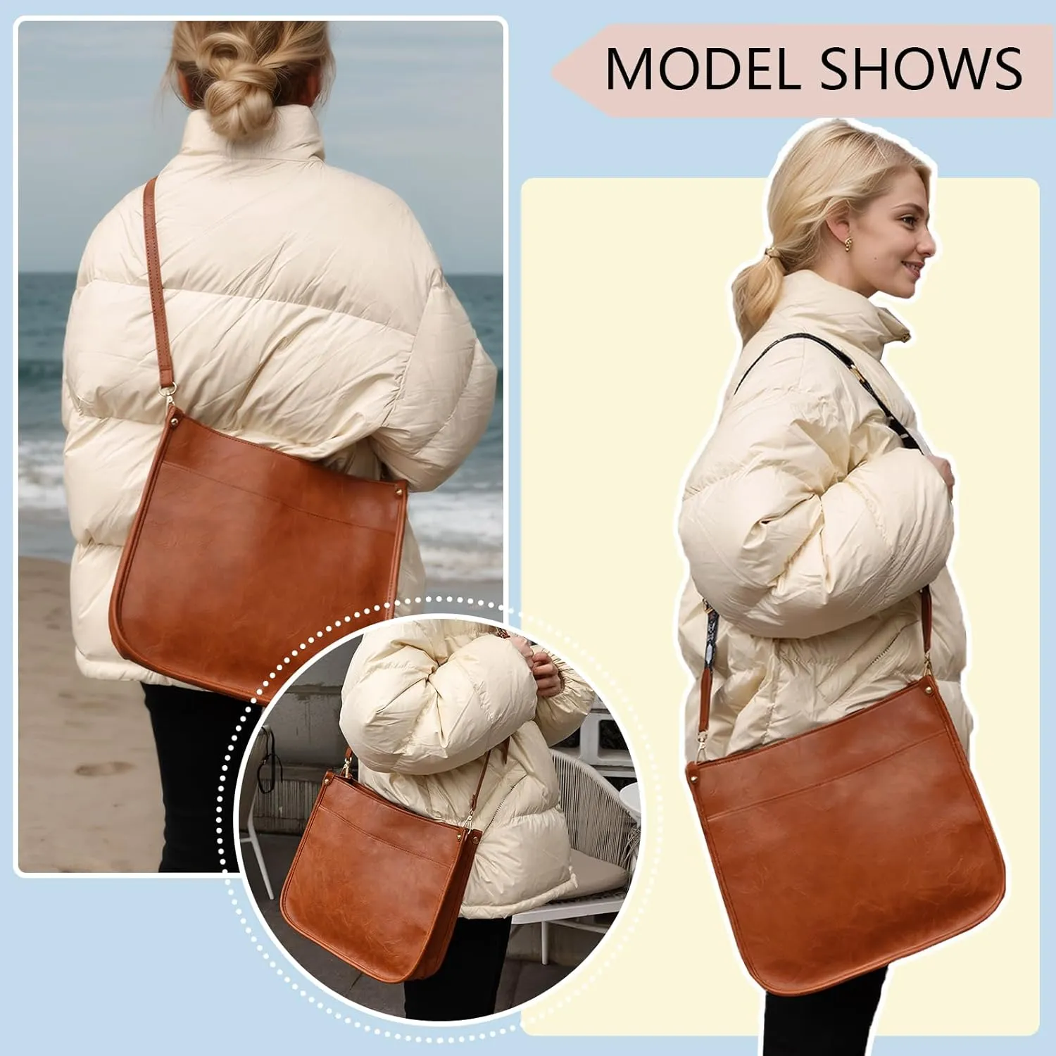 Crossbody Bags for Women Handbags Shoulder Bag with Adjustable Strap Women's Crossbody Purses Vegen Leather Hobo Bags